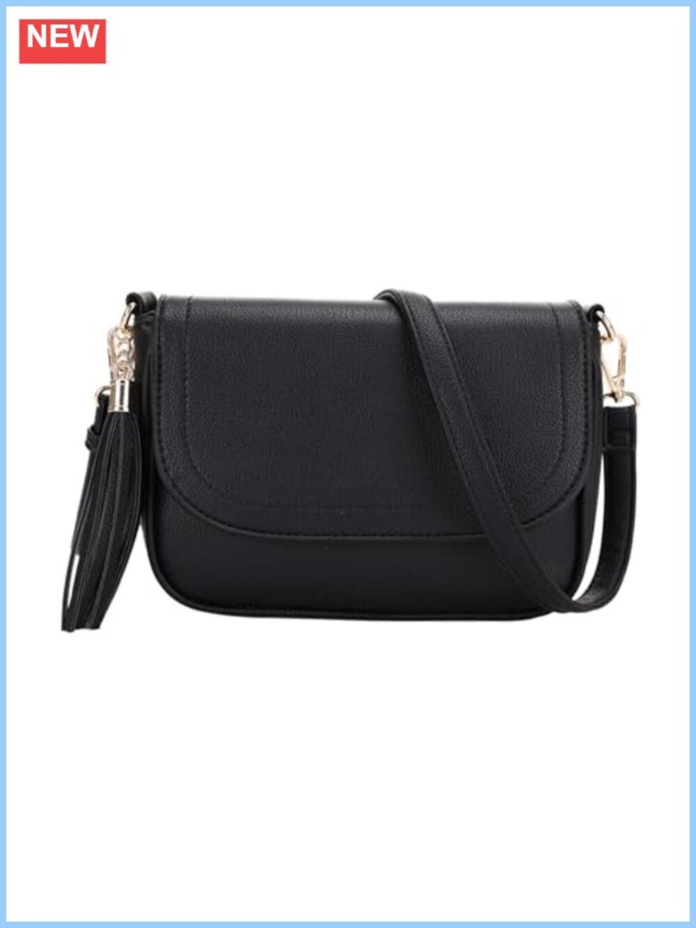 Small Crossbody Bag Flap Saddle Purse with Tassel Vegan Leather Shoulder Bag
